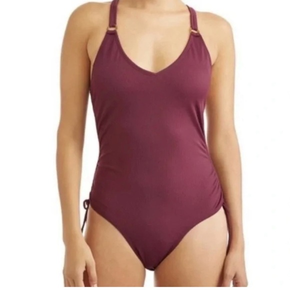 Time and Tru Mauve One-Piece Swimsuit - Picture 1 of 9
